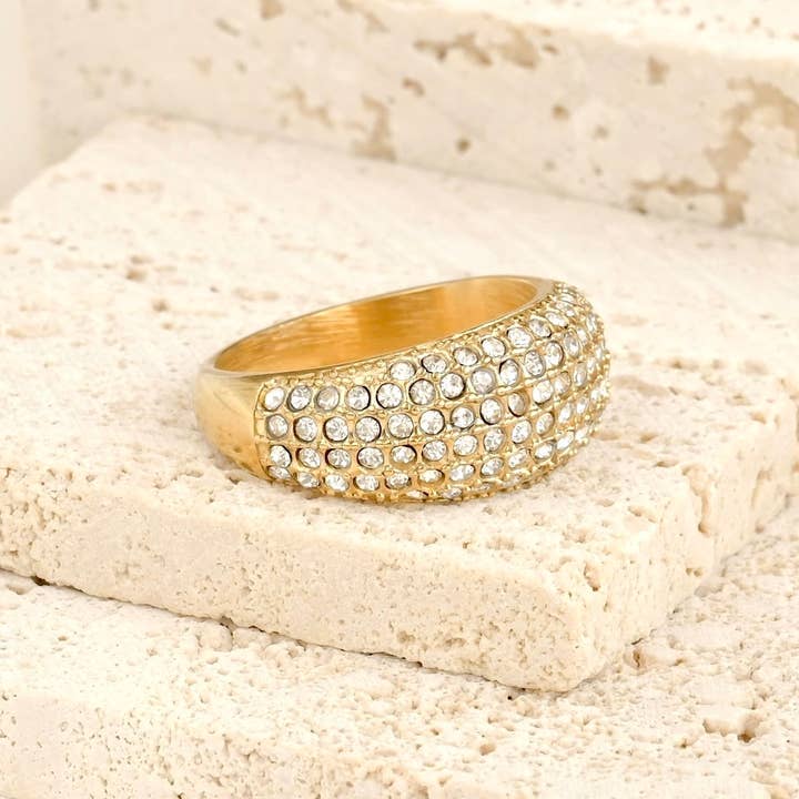 Blueyejewelry - Wholesale Multi-Stone Ring - Diamond Dome Ring - Waterproof Pave CZ Chunky Dome Ring