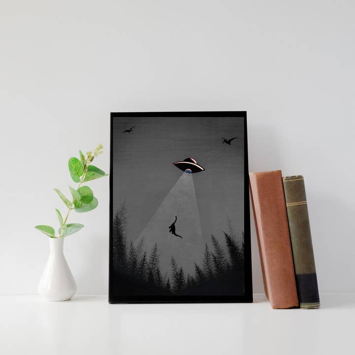 Lámina en blanco y negro de «Where Have The Dinosaurs gone?» para venta al por mayor de MLpaintings