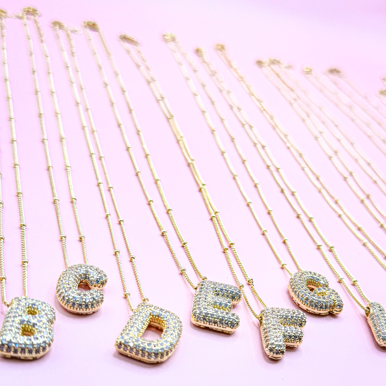 Festivitees - Wholesale Pendant/Charm Necklace - 18K Gold Plated Bubble Initial Necklace2