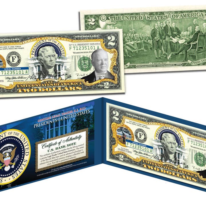 Presidents 31-40 Kennedy Reagan Fdr + *Serie presidenziale* Banconote originali da due dollari - Scegli il presidente - Spedizione veloce e gratuita negli Stati Uniti per la vendita all'ingrosso da parte di The Merrick Mint