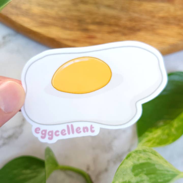 Chez Louie Designs - Wholesale Sticker - Eggcellent Vinyl Sticker, 3.5x2"0