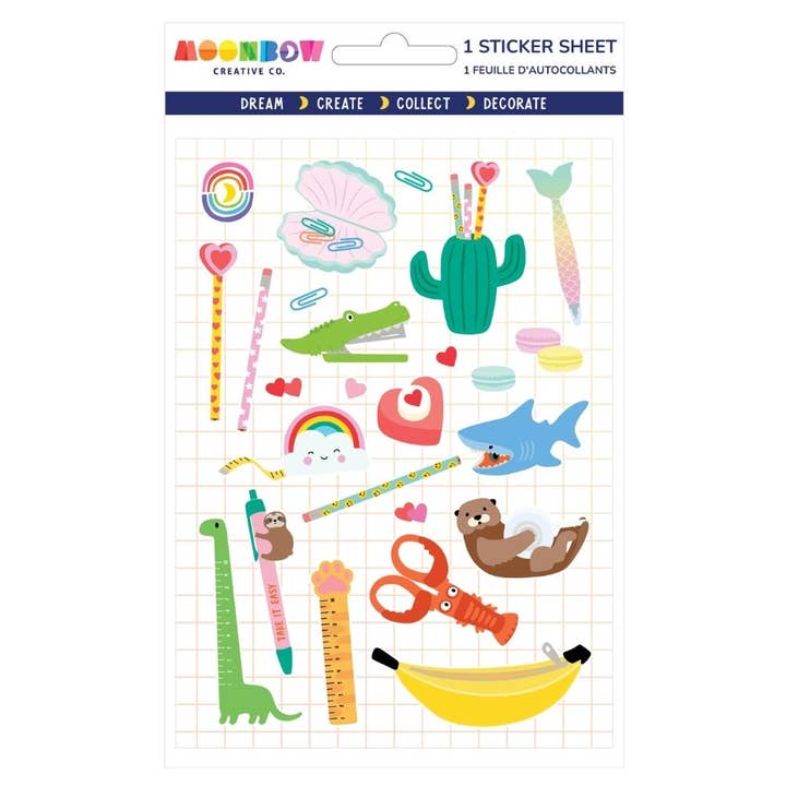Novelty Stationery Glossy Sticker Sheet
for wholesale by Moonbow Creative Co.