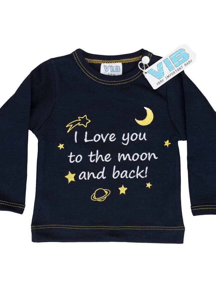 T-Shirt I Love you to the moon and back! Navy 3M for wholesale by Very Important Baby®