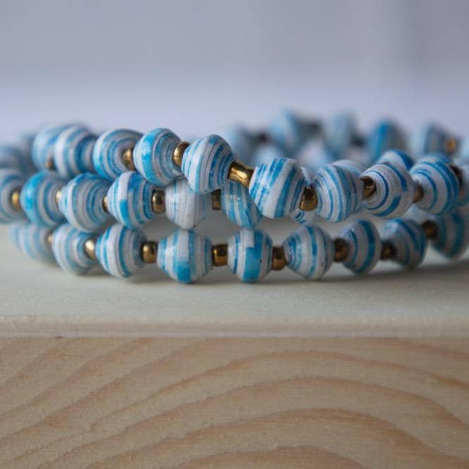 Zuri Styles - Vendita all'ingrosso Bracciale con perline - Braccialetto con perline in carta riciclata, motivo: Tranquility