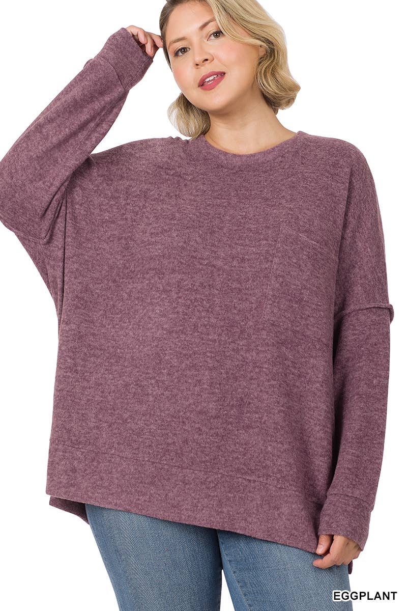 42POPS - Vente Pull en maille – femme - ..Plus Pull Oversize Mélangé Brossé24