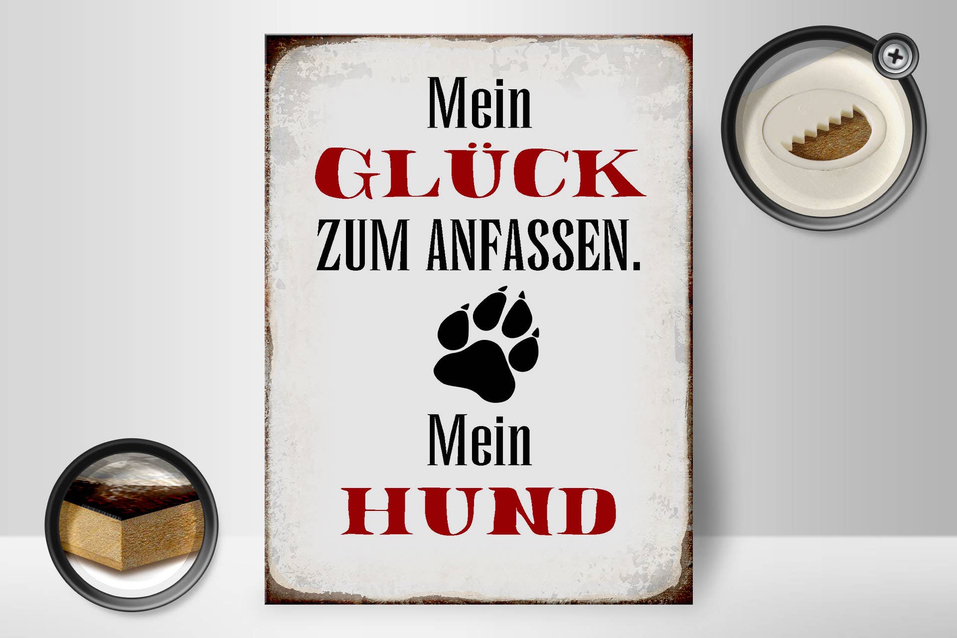 Femer - Wholesale Sign - Wooden sign saying 30x40cm Glück zum trächten mein Hund1