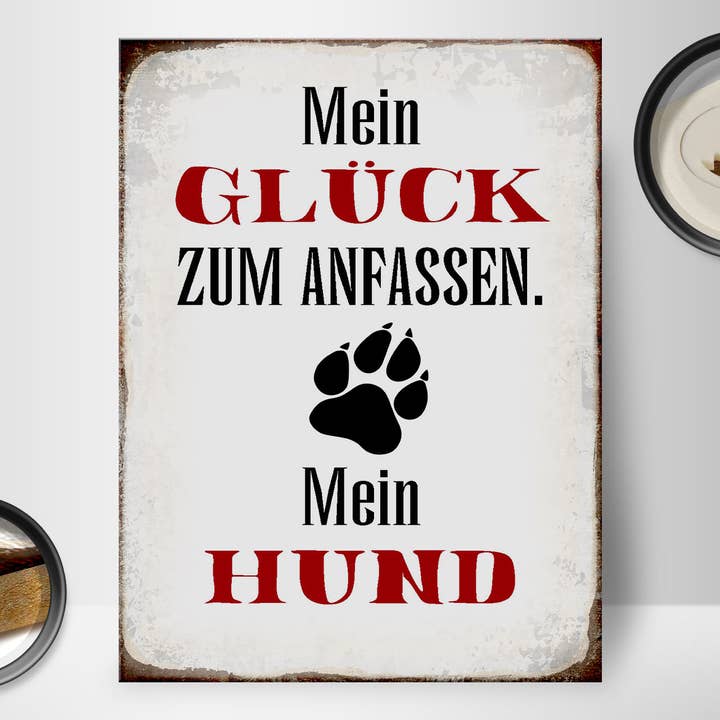 Femer - Wholesale Sign - Wooden sign saying 30x40cm Glück zum trächten mein Hund1