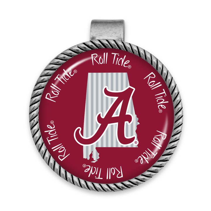 Alabama Crimson Tide NCAA Striped State Visor Clip for wholesale by From The Heart