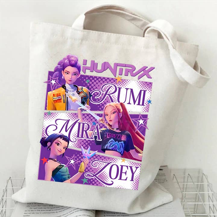 K-Pop Demon Hunters Derpy TigerWhite Canvas Shoulder Bag for wholesale by Sparkling Extras