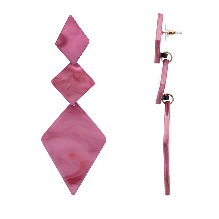 AMORINO SRL - Wholesale Dangle Earrings - RHOMBUS DANGLE EARRINGS IN ACRYLIC - FT2460A4855
