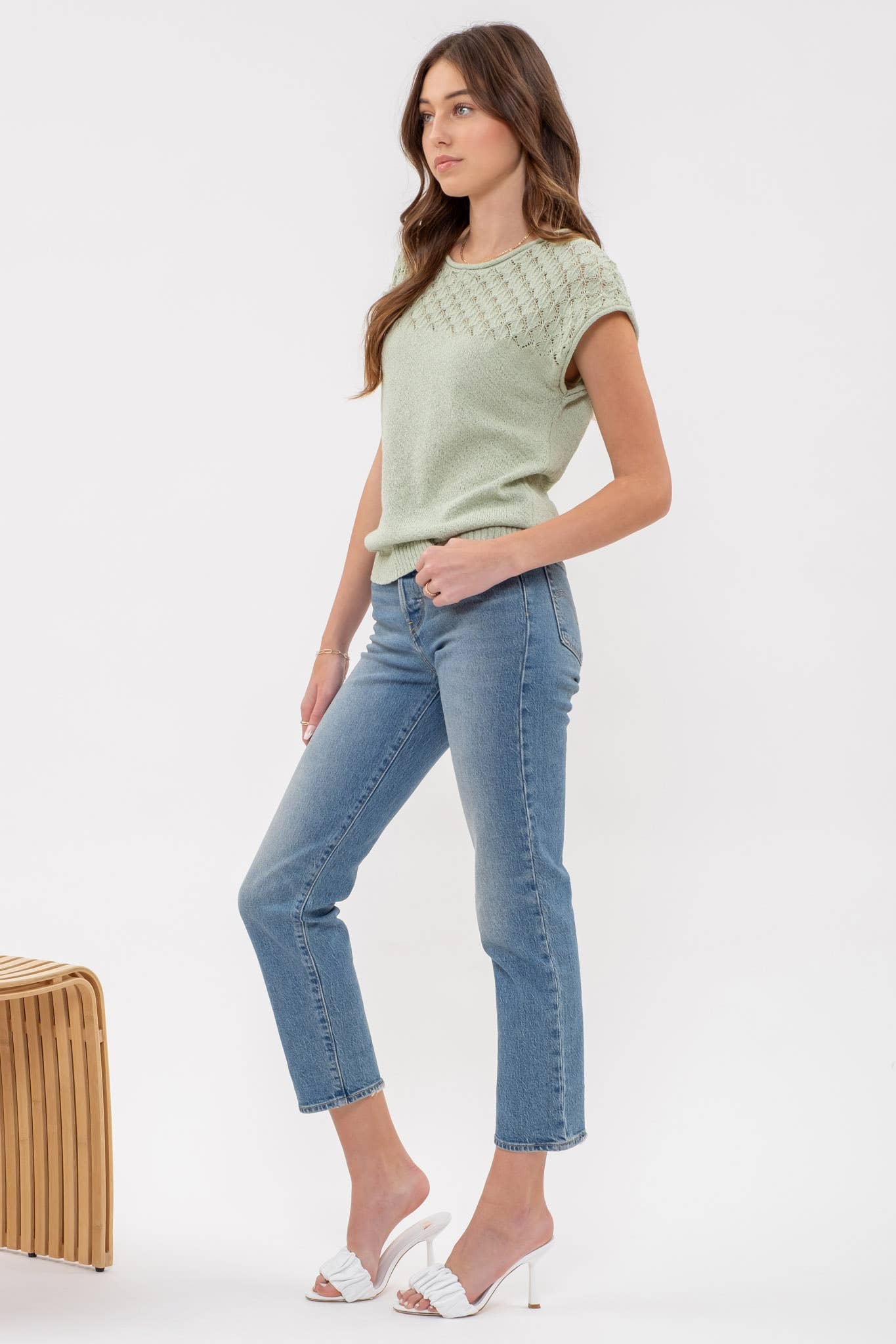 Blu Pepper - Wholesale Gebreide top - Dames - TRUI MET JUKSLUITING, GEBREIDE TOP MET OOGJES26