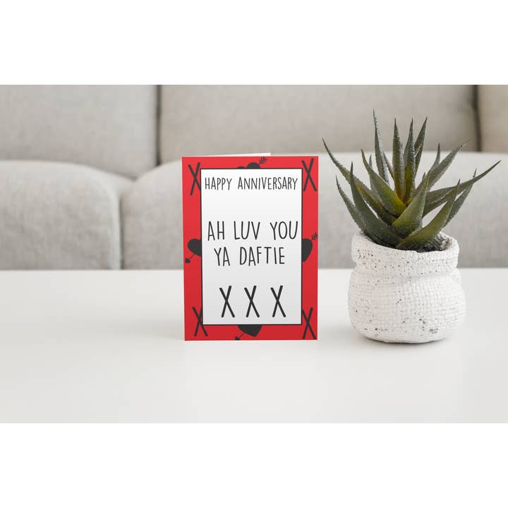 Scottish Anniversary Card -Luv You Ya Daftie for wholesale by Brave Scottish Gifts