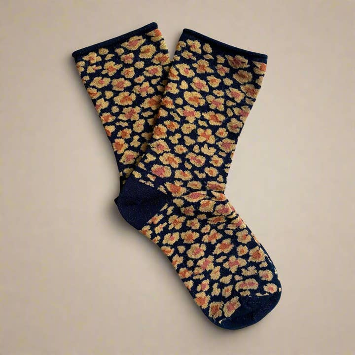 KLUE - Wholesale Socks - Women's - KLUE Glitter Lurex socks in eco-friendly Lyocell | Leopard amber2