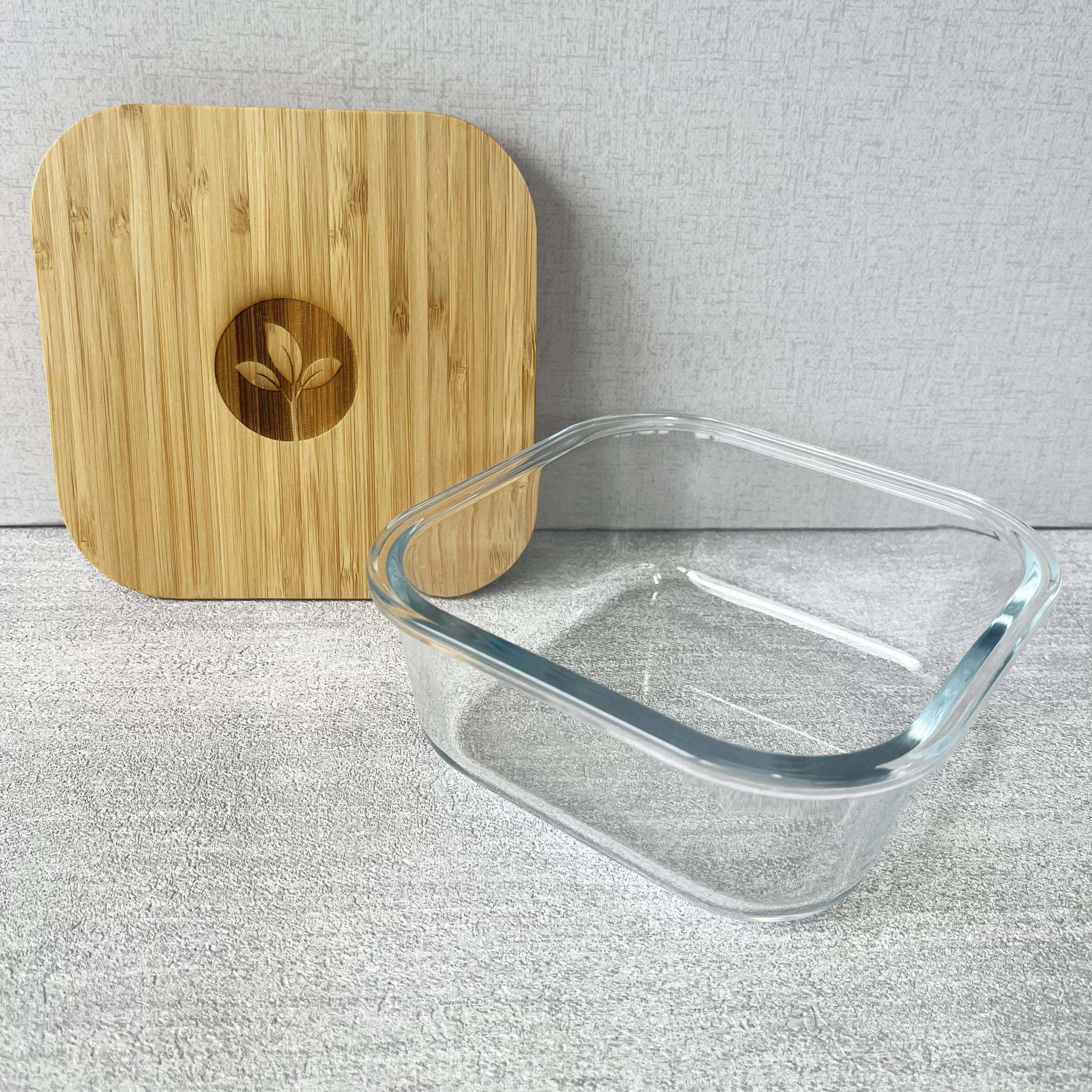 Cherish Planet – wholesale Food storage container – Square Glass Food Container with Bamboo Lid7
