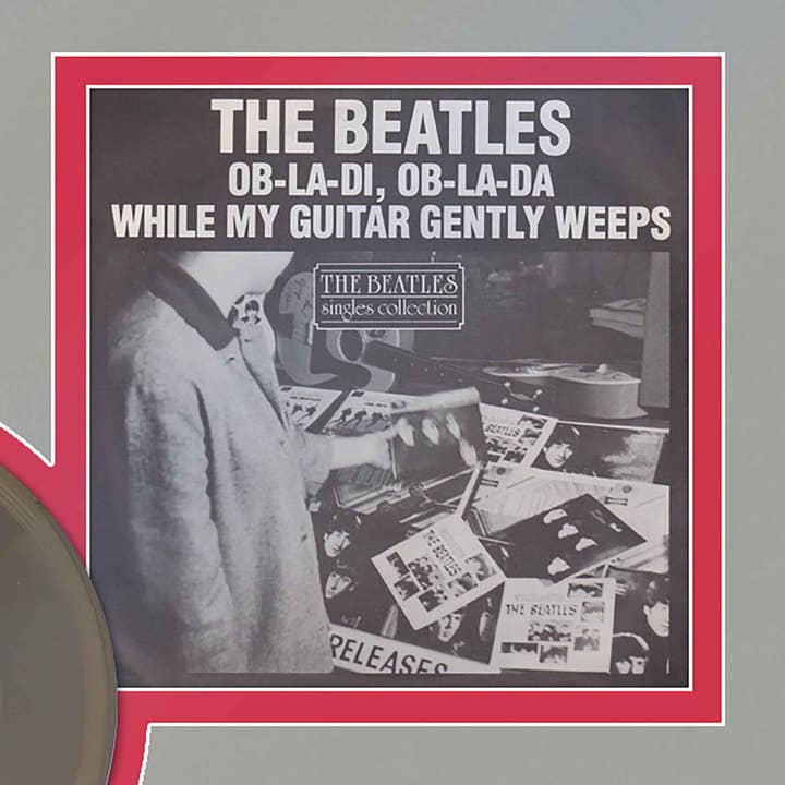 Gold Record Outlet - Venta al por mayor Papel pintado 3D - Pantalla dorada de 45 pulgadas con marco While My Guitar Gently Weeps1