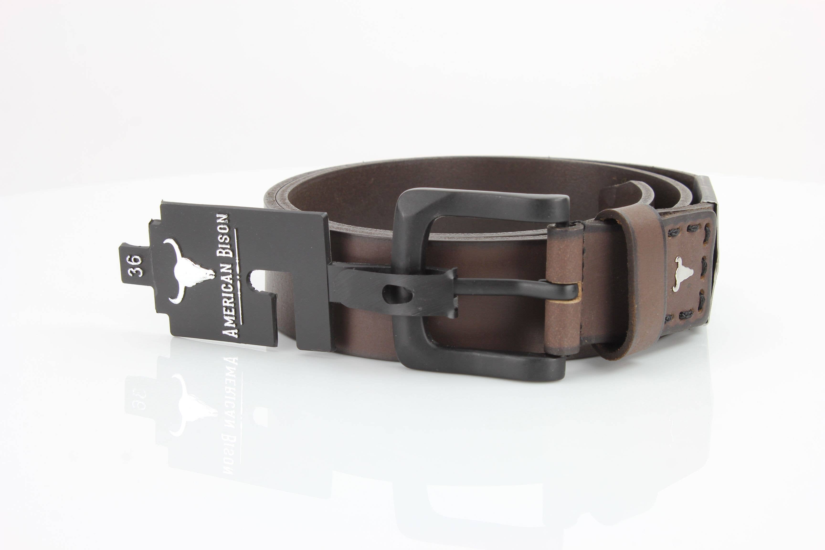 Leather Impressions Inc - Vente Ceinture – unisexe - Ceinture en cuir classique avec coutures fines et logo - ABB 0109