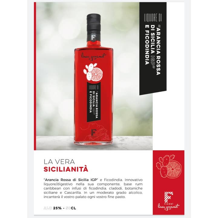 Ficodì "SICILIAN SPIRIT" - Venta al por mayor Licor - LICOR SICILIANO DE NARANJA SANGUINA IGP Y HIGO CHUMBO