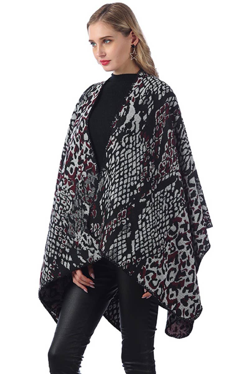ACCITY - Wholesale Poncho - Women's - LEOPARD PRINTING SHAWL WRAP CAPE PONCHOS_CWASC0427