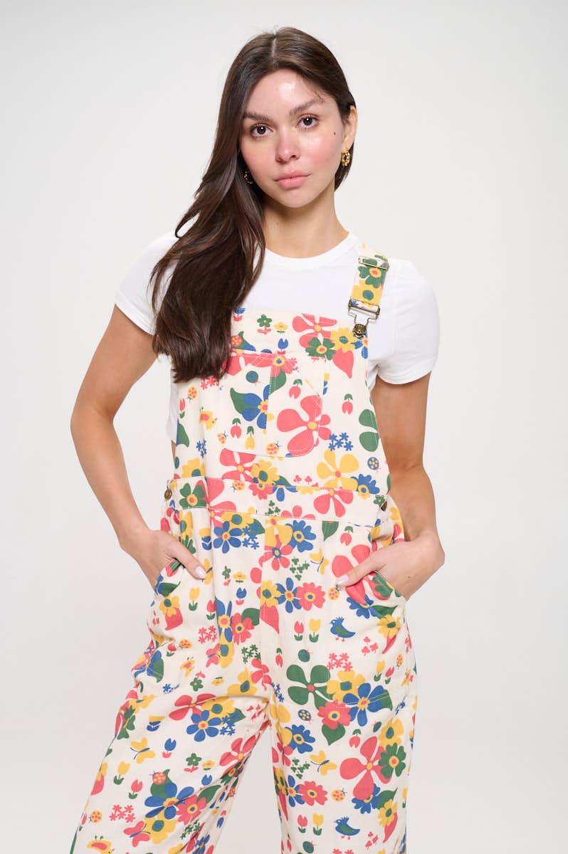 SM WARDROBE – wholesale Overalls – Women's – MULTI COLOR FLORAL PRINT OVERALLS