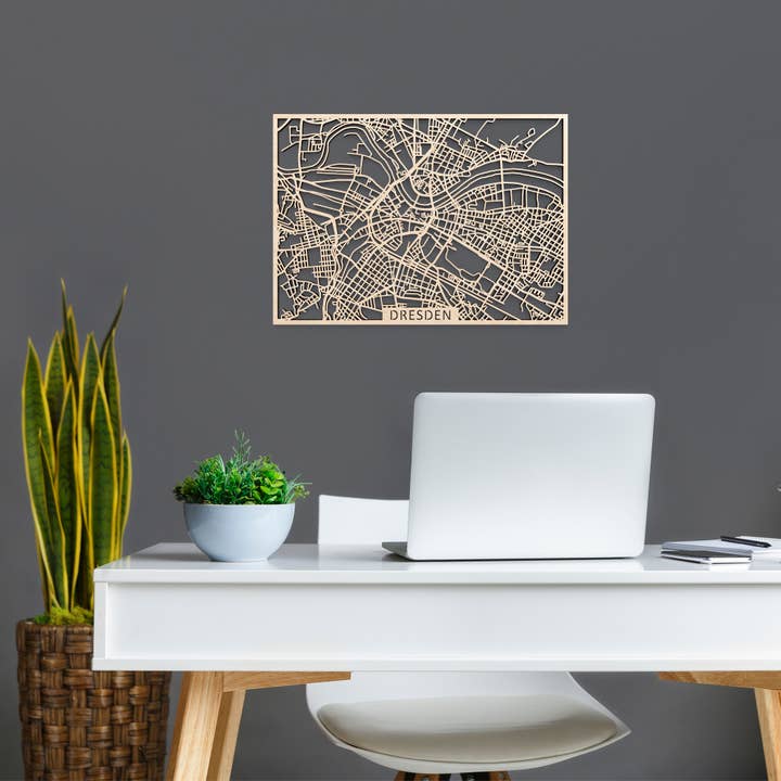 Papurino - Wholesale Wall Accent - Wooden city map, Germany Dresden2