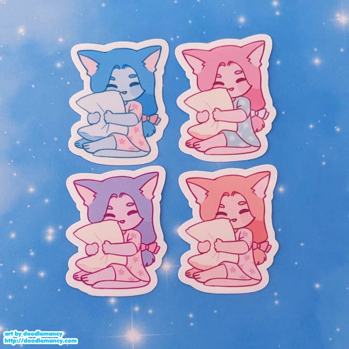 Sleepy Kitty Stickers for wholesale by doodlemancy
