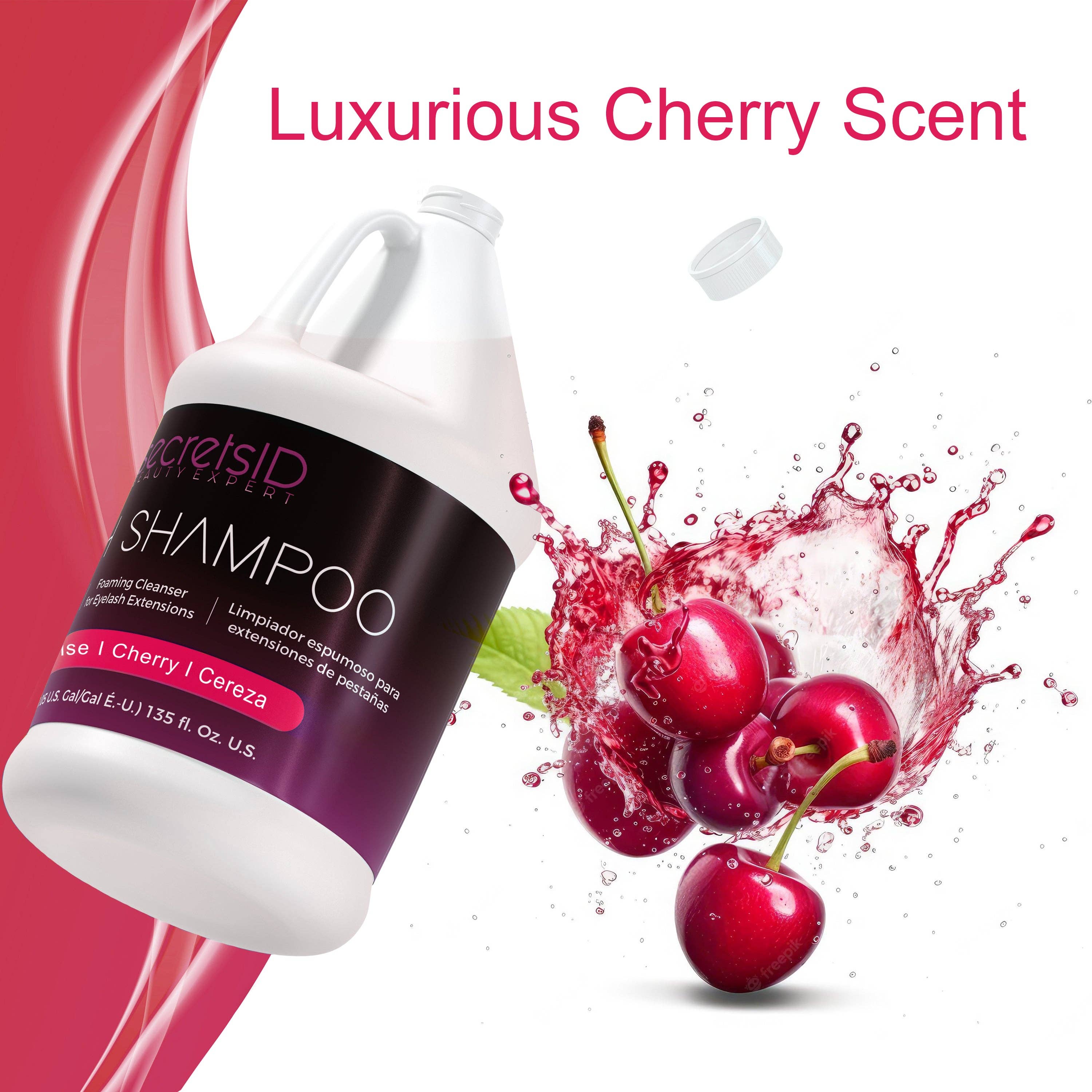 SecretsID - Wholesale Eyelash/Brow Serum - Foaming Lash Shampoo Bulk 1 Gallon Size - Cherry Scent6