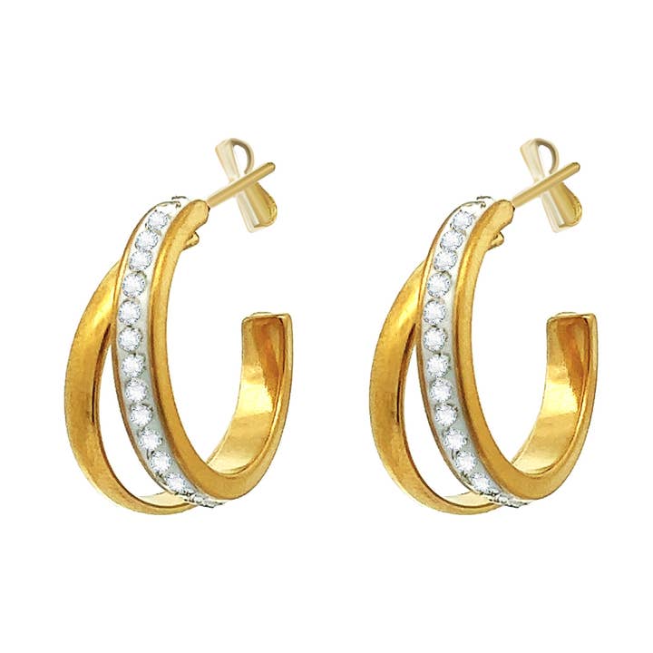 Zirkonia-Creolen Ohrringe - HDX2352E813 für den Großhandel von AMORINO SRL