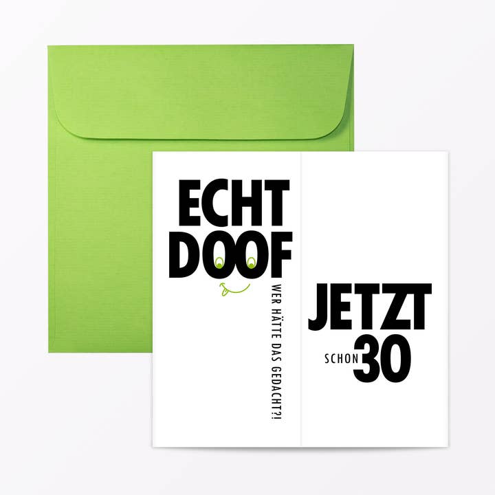 Verjaardagskaart „Echt door jetzt 30" vouwkaart voor wholesale door TYPOP