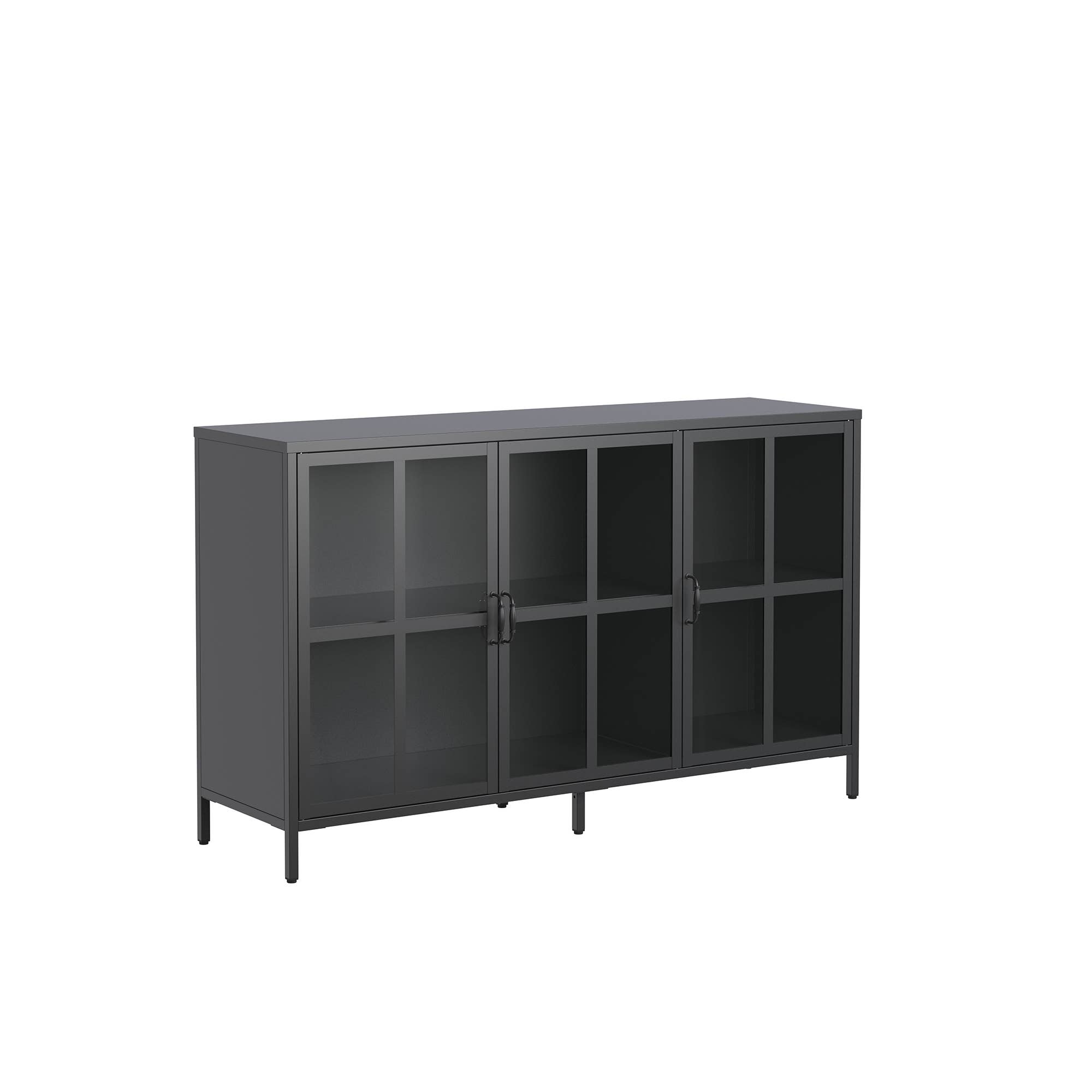 Glamour Home - Wholesale Cabinet - Berlinde 33.52-inch Black Three Door Metal Sideboard1