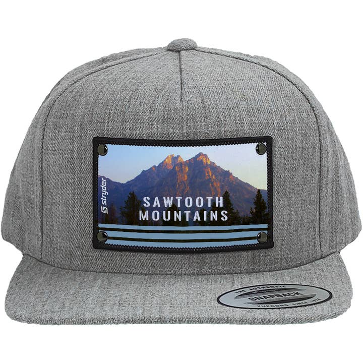 Sawtooth Mtn Blue Stripes on YP5089 Heather Gray for wholesale by Stryder Gear