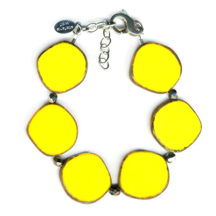 Gelbes großes rundes Glasperlenarmband für den Großhandel von Stefanie Wolf Designs