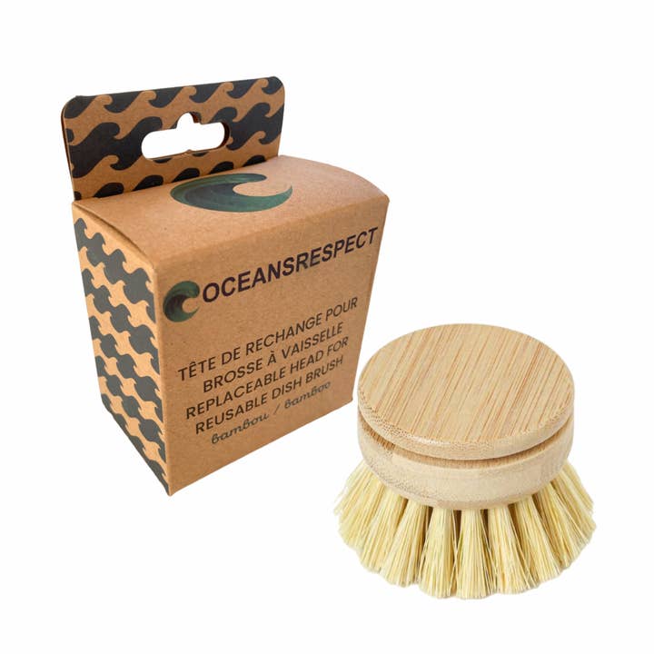 Replaceable head for our reusable bamboo dish brush for wholesale by Oceansrespect 🌊🌍🌱