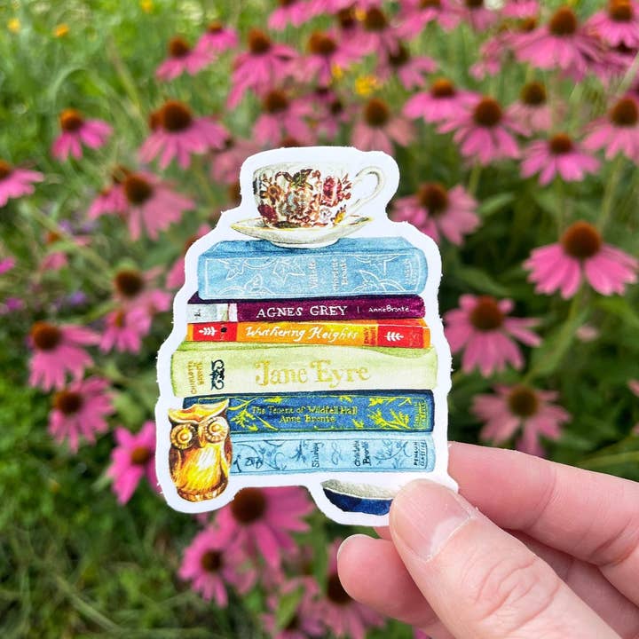 Hen and Chick Art - Wholesale Sticker - Bronte Sisters Book Stack Sticker1