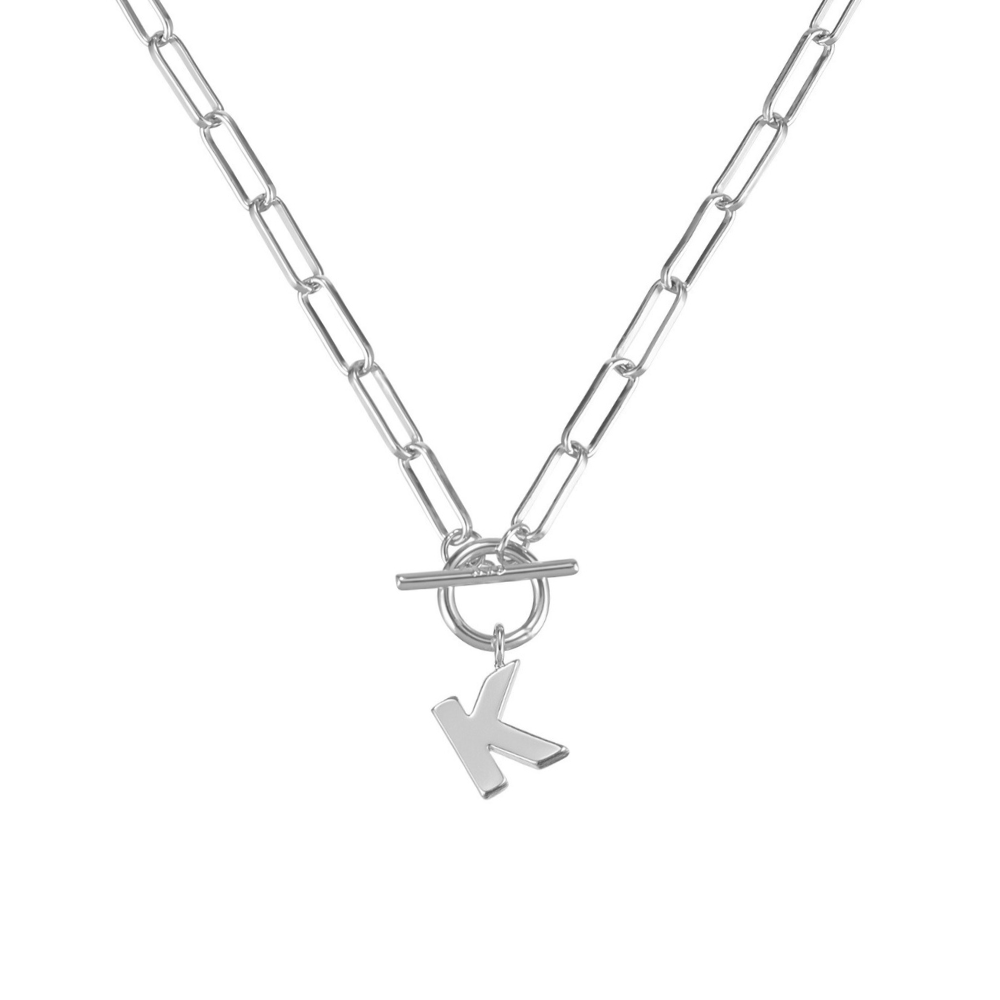 Natalie Wood Designs - Wholesale Pendant/Charm Necklace - Toggle Initial Necklace Pre-Pack, Silver12