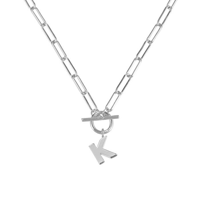 Natalie Wood Designs - Wholesale Pendant/Charm Necklace - Toggle Initial Necklace Pre-Pack, Silver12