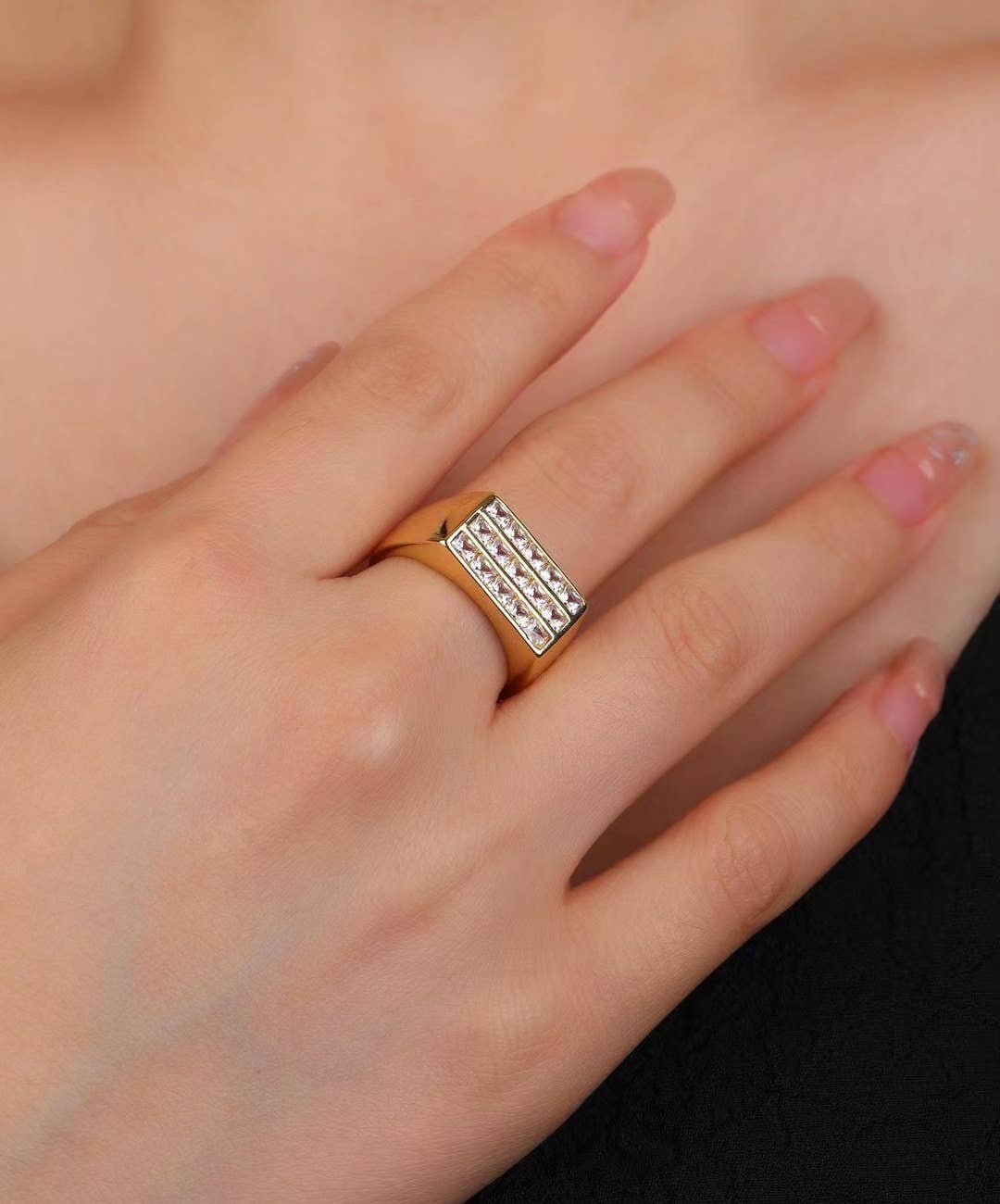 Beads Creation – Engroshandel Signetring – Micro bane CZ signetring, rektangulære signetring, RG1593