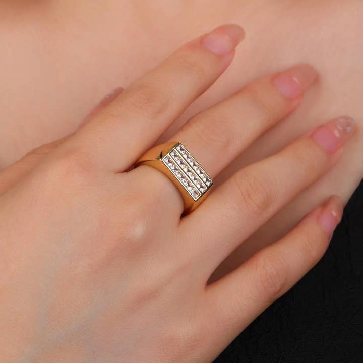 Beads Creation – Engroshandel Signetring – Micro bane CZ signetring, rektangulære signetring, RG1593