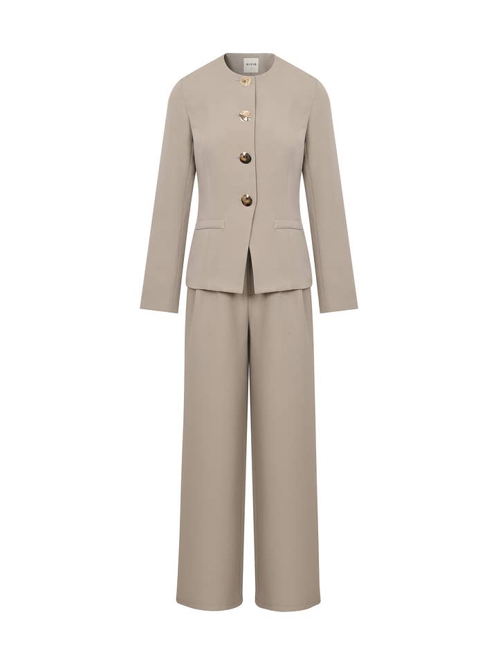 RIVIR – Engroshandel Habitter – til kvinder – Serenity Structure Vævet Langærmet Vest & Bukser Sæt14