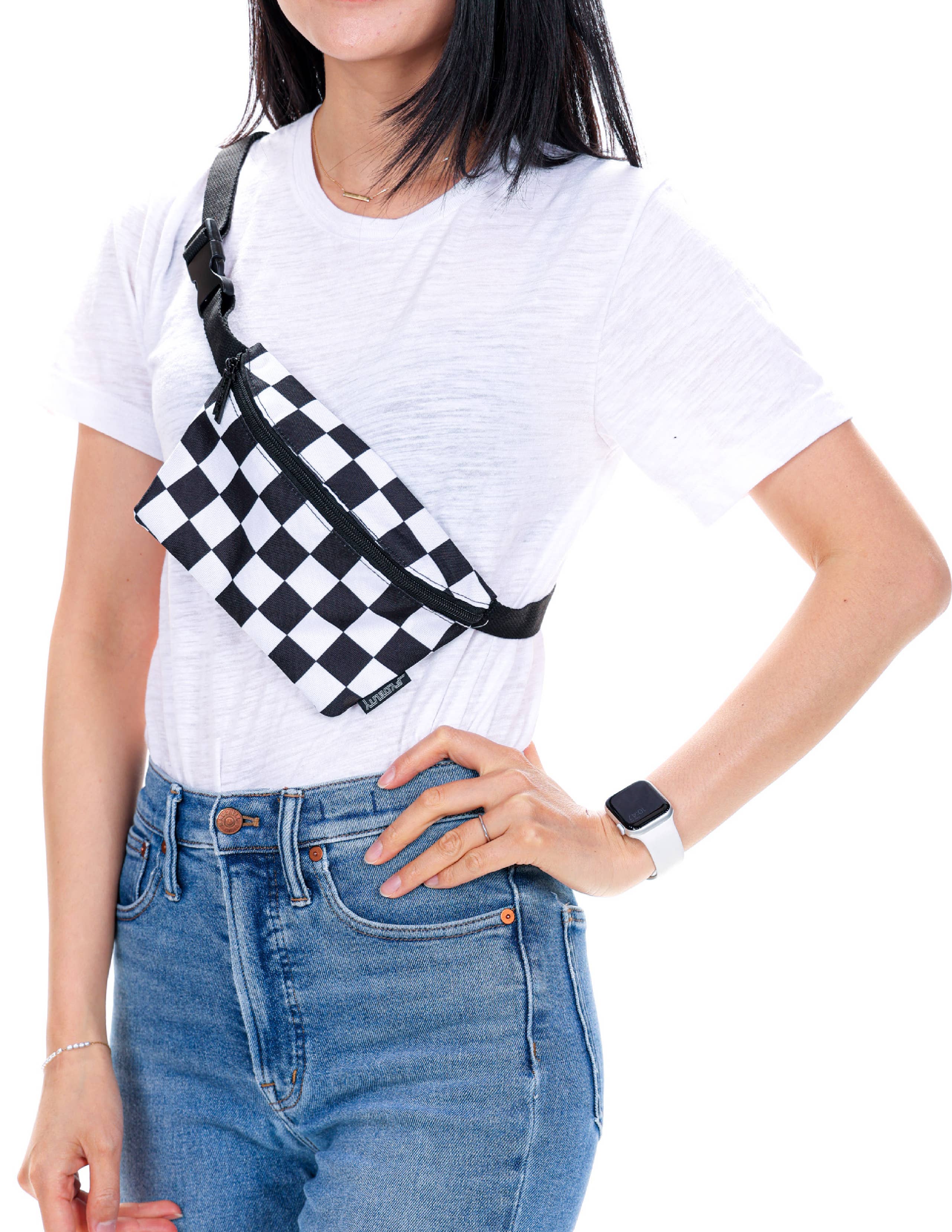 Fydelity – wholesale Midjeväska - Unisex – Fydelity XL Fanny Pack Slim i återvunnen RPET med rutig design2