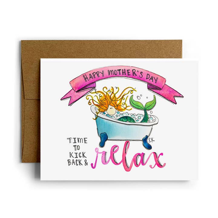 Mermaid Mom Card for wholesale by Eileen Graphics