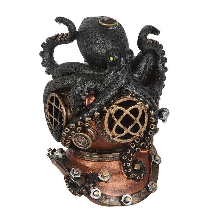 Something Different Wholesale - Wholesale Incense Holder - Steampunk Kraken on Diver's Helmet Backflow Incense Burner