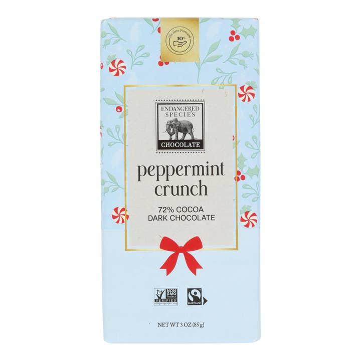 Everyday Supply Co - Wholesale Chocolate Bar - Endangered Species Peppermint Crunch Dark Choc Bar - 12X3Oz