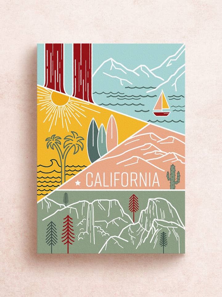Cartolina della California per la vendita all'ingrosso da parte di Nadia Design Co