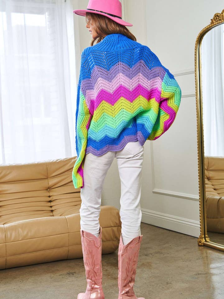 PLUS RAINBOW MULTI COLOR KNIT SWEATER CARDIGAN for wholesale on Faire6