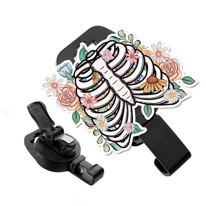 MRI Safe Badge Reel, Floral Ribs, MRI Tech Radiology Badge for wholesale by Good Girl Gone Badge