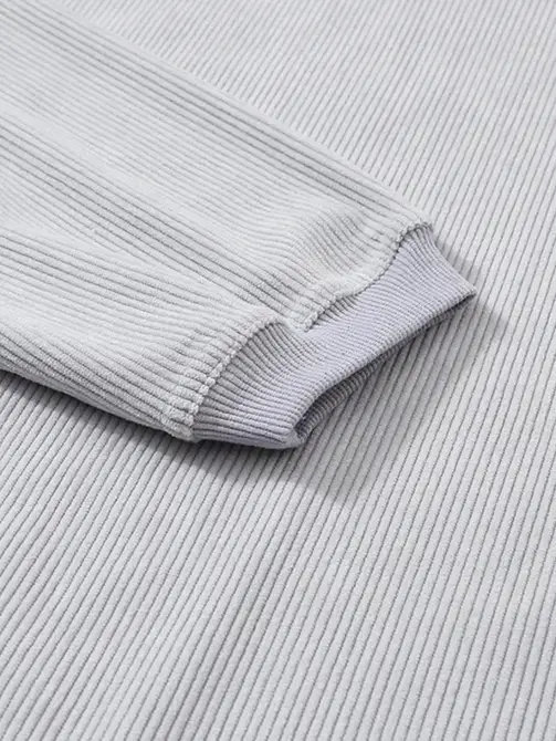 Lovesoft – wholesale Sweatshirt - Dam – Ljusgrå långärmad ribbad överdimensionerad tröja1