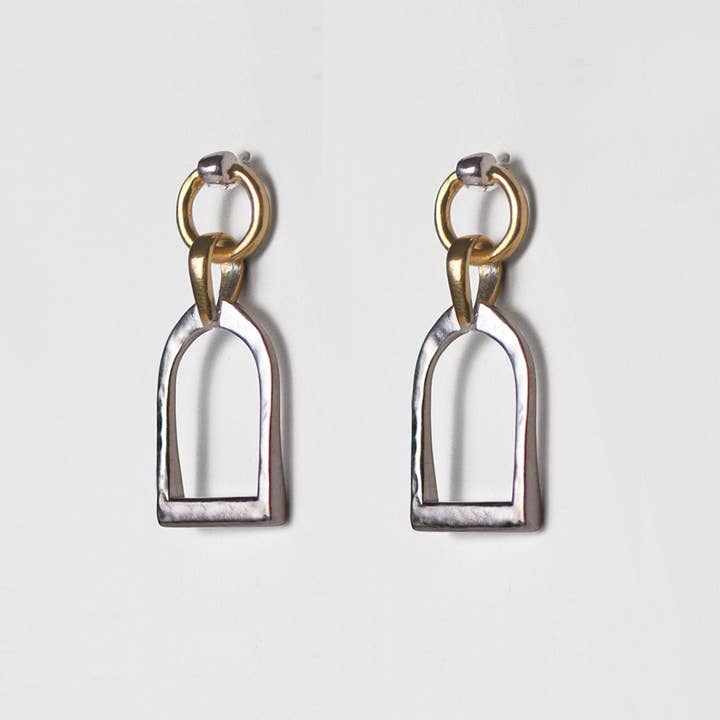 URBAN-EQUESTRIAN - Wholesale Pendant/Charm Necklace - Denby - Two Tone Equestrian Riding Stirrup Necklace9