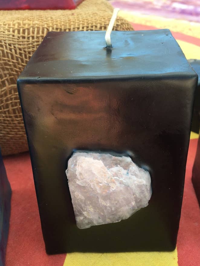 Vela de cluster de quartzo rosa preto quadrado pequeno por atacado de Hippie Dippies Crystal Candles