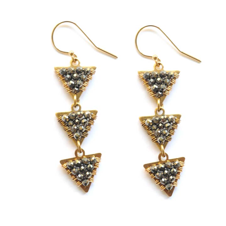 Striking Triple Triangle Earrings for wholesale by The Didi Jewelry Project