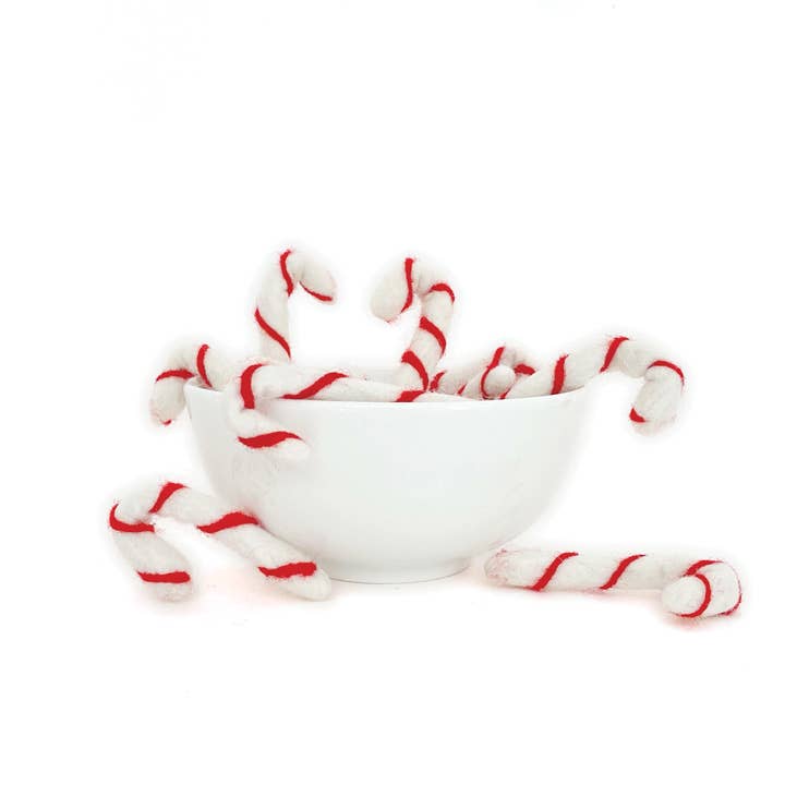 Sheep Farm Felt - Wholesale Christmas Decoration - Felt Candy Canes | Set of 10